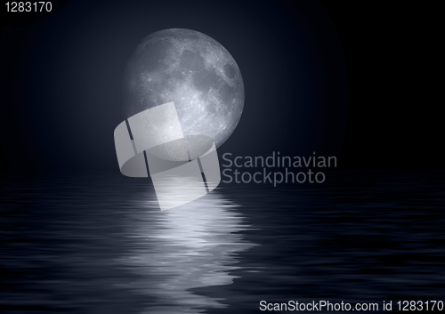 Image of Full moon reflected in water