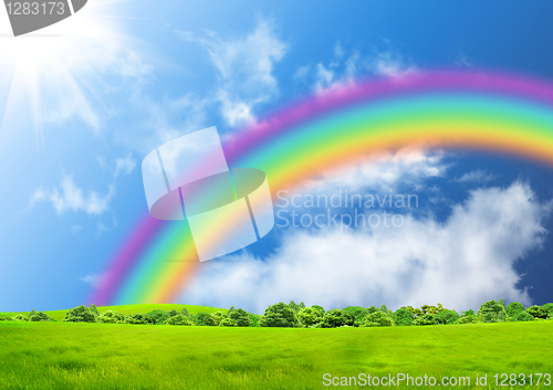Image of Rainbow in the blue sky