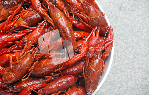 Image of Boiled crawfish viewed from above