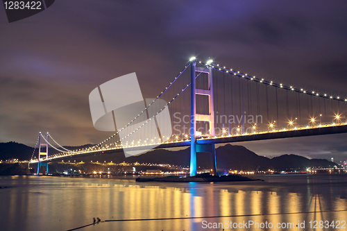 Image of Tsing Ma Bridge in Hong Kong at night