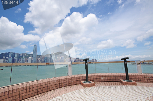 Image of View point with telescope near  hongkong,china