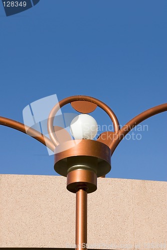 Image of Close up on a Unique Brass Lighting along the Bridge