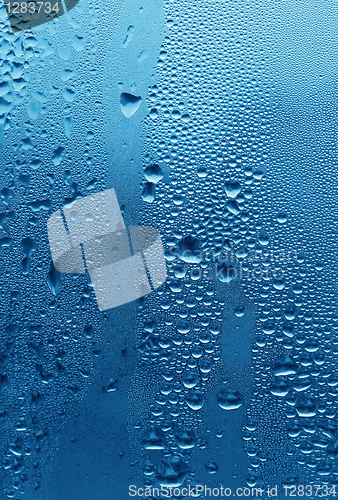 Image of natural water drops on glass