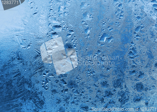 Image of frozen water drops on window