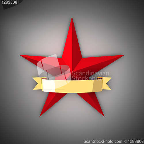 Image of Red star and gold ribbon