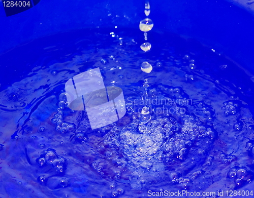 Image of water droplets on a blue background