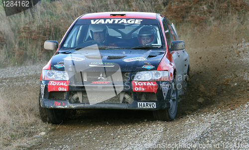 Image of Mitsubishi rally car.