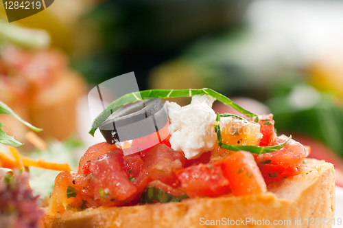 Image of original Italian fresh bruschetta 