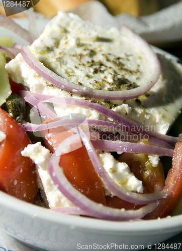 Image of Greek salad with feta cheese photographed in Greece