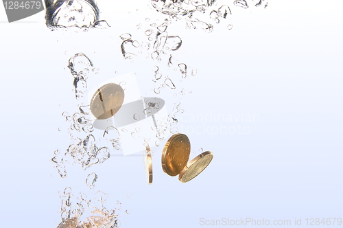 Image of coins in water