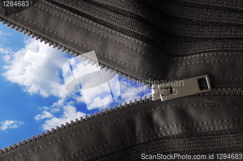 Image of zipped blue sky