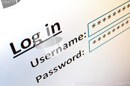 Image of login on a website in the internet