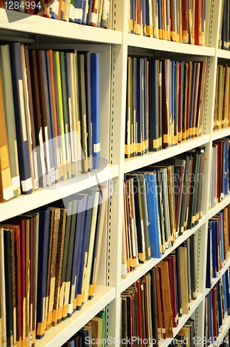 Image of books in a library