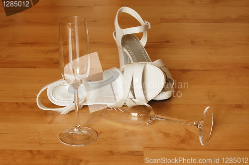 Image of sexy high heel and champagne glass