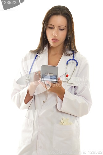 Image of Medical Practitioner using a portable device with medical softwa