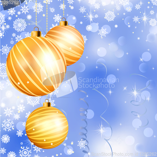 Image of Christmas ball on abstract blue lights. EPS 8