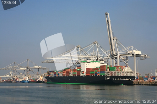 Image of container ship in port