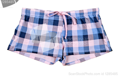 Image of plaid shorts blue