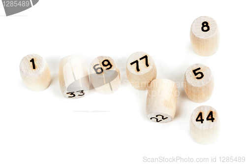 Image of wooden barrels with lotto numbers