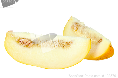 Image of Two slice of ripe yellow melon