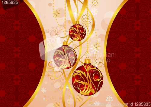 Image of Christmas background with set balls