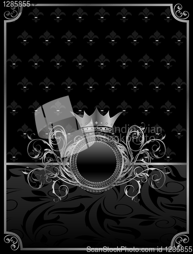 Image of aluminum background with ornamental medallion, design elements