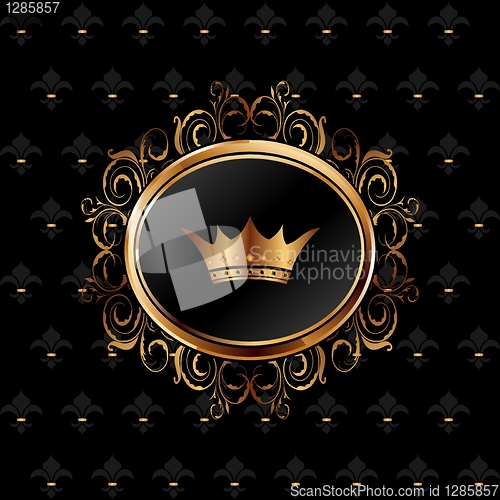 Image of vintage background with floral frame and crown