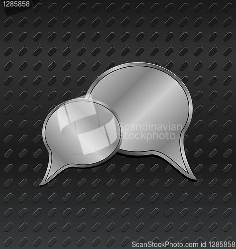Image of shiny metallic speech bubbles on aluminum backgrounds