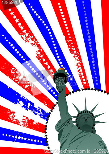Image of Cover for brochure with USA image, American flag and  freedom mo
