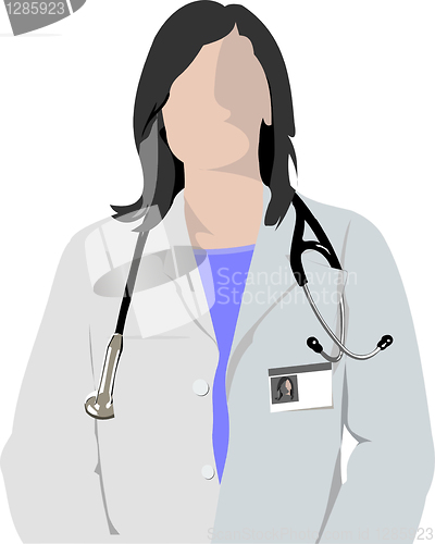 Image of Medical doctor with stethoscope on cardiogram  background. Vecto
