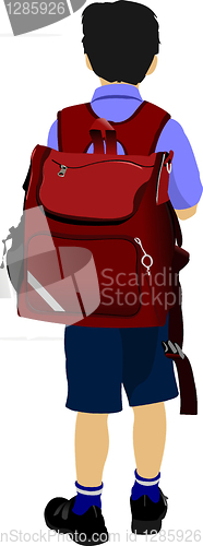 Image of Little boy is going to school. Back to school. Vector illustrati