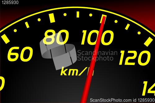 Image of Speedometer. Accelerating Dashboard. Includes speedometer, tachometer, fuel control. 