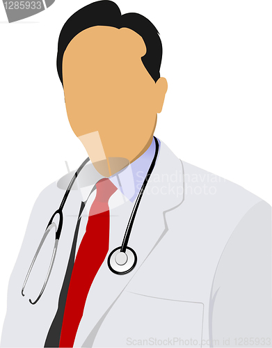 Image of Medical doctor with stethoscope on white  background. Vector ill