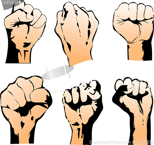 Image of Six Struggle Hand Symbols. Vector Illustration