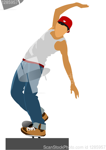 Image of Teenager on skateboard. Vector illustration 