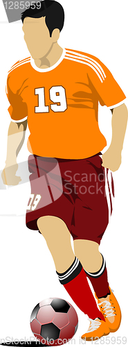 Image of Soccer players. Colored Vector illustration for designers