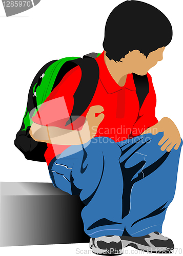 Image of School boy is going to school. Back to school. Vector illustrati