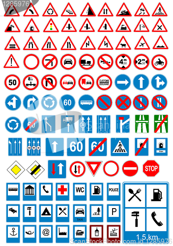 Image of Road sign icons. Traffic signs. Vector illustration