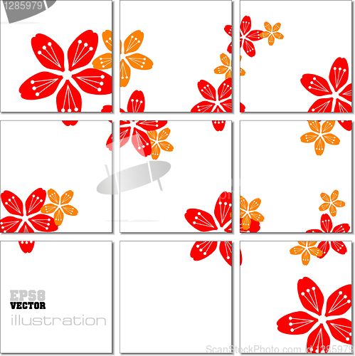 Image of Vector Illustration geometrical mosaic pattern with flower image