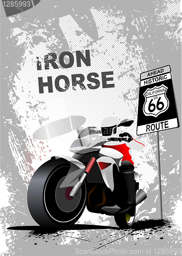 Image of Grunge gray background with motorcycle image. Vector illustratio