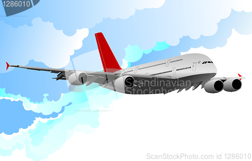 Image of Airplane in flight . Vector illustration for designers