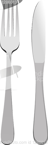 Image of Silver fork and knife. Vector illustration