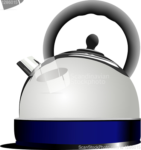 Image of Shiny steel kettle. Vector illustration