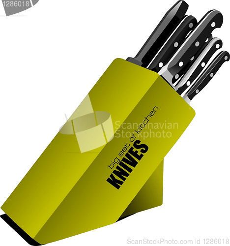 Image of  Big set of Stainless steel kitchen knife vector illustration