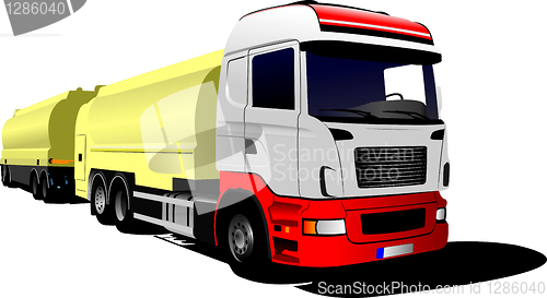 Image of Truck with trailer isolated on white background vector illustrat