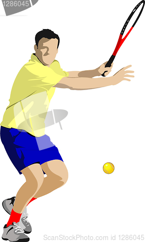 Image of Tennis player. Colored Vector illustration for designers