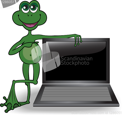 Image of Frog with a computer