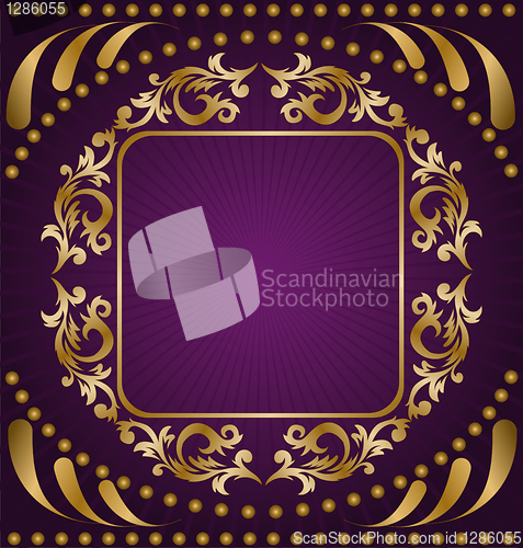 Image of Gold ornament on a purple background