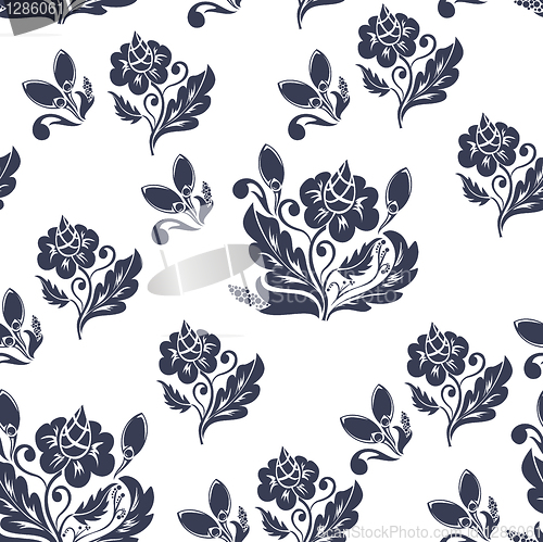 Image of dark blue floral seamless pattern