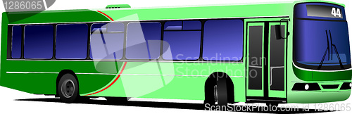 Image of City bus on the road. Vector illustration